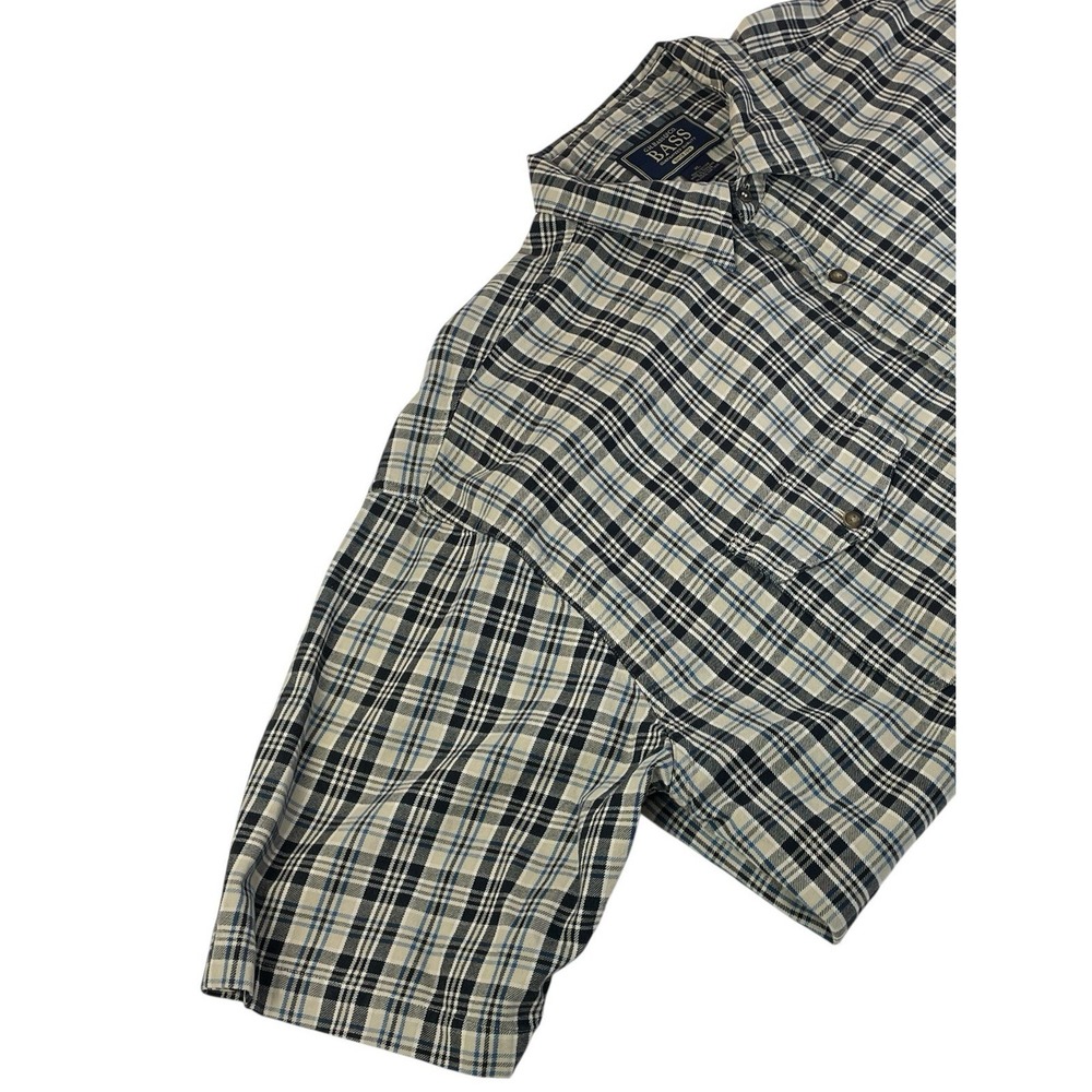 G.H. Bass XL Plaid Short Sleeve Button Down Shirt 100% Cotton NE Trail Guide
